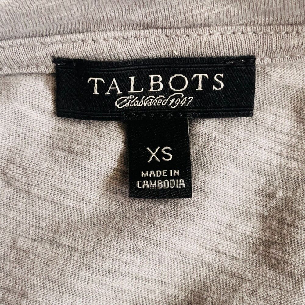 Talbots Gray Cotton Silver Sequins 3/4 Sleeve Top - Picture 3 of 4